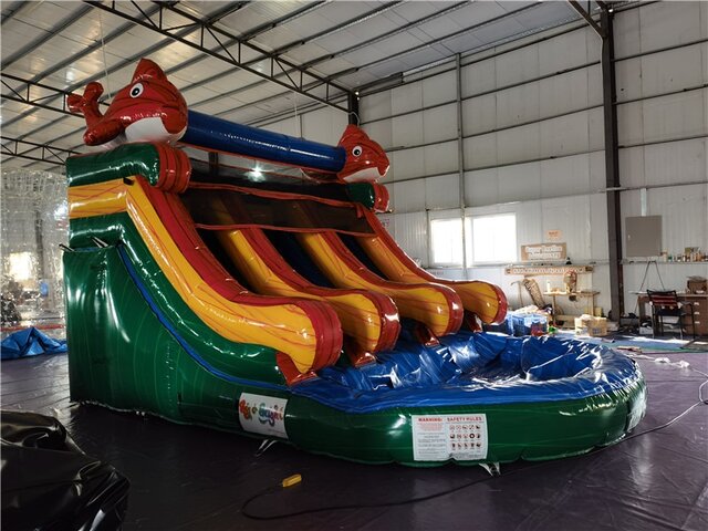 13' Red Fish Double Lane 13_RedFishDoubleLane-FrontRight - Big and Bright Inflatables