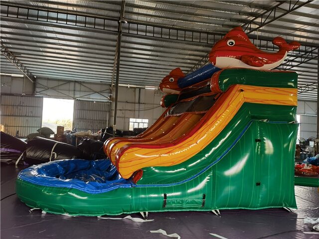 13' Red Fish Double Lane 13_RedFishDoubleLane-LeftSide - Big and Bright Inflatables