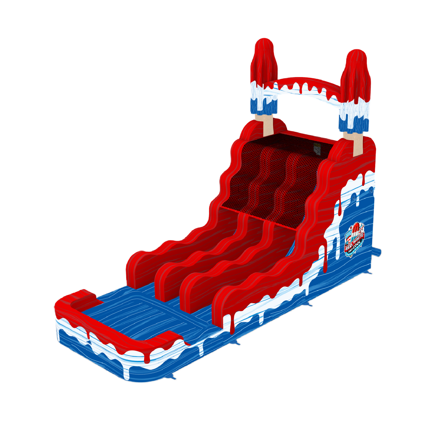 16Ft Red White And Cool Popsicle Dual Lane Slide
