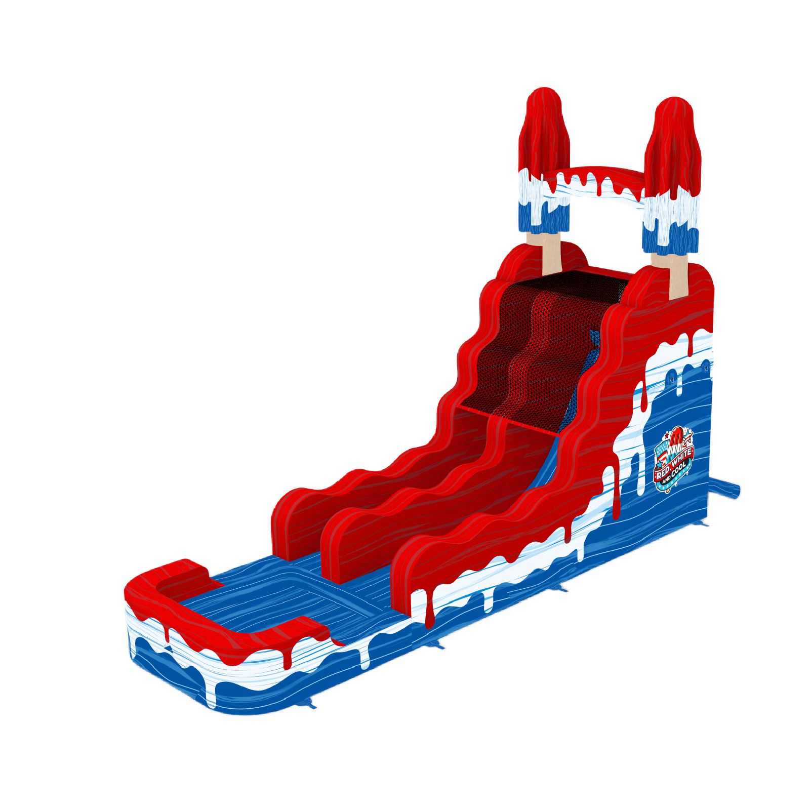 18Ft Red White And Cool Popsicle Single Lane Slide