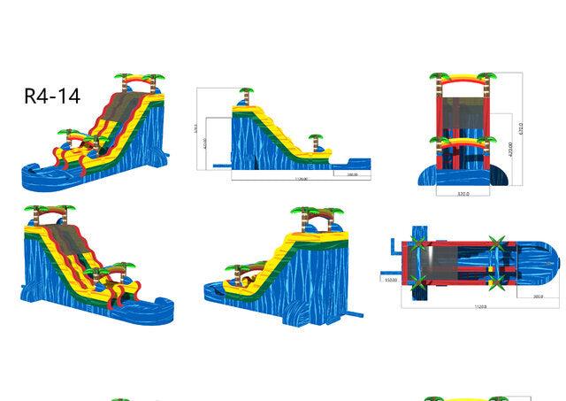 22' Blue Paradise XL 22_BlueParadiseXL_Dimensions - Big and Bright Inflatables