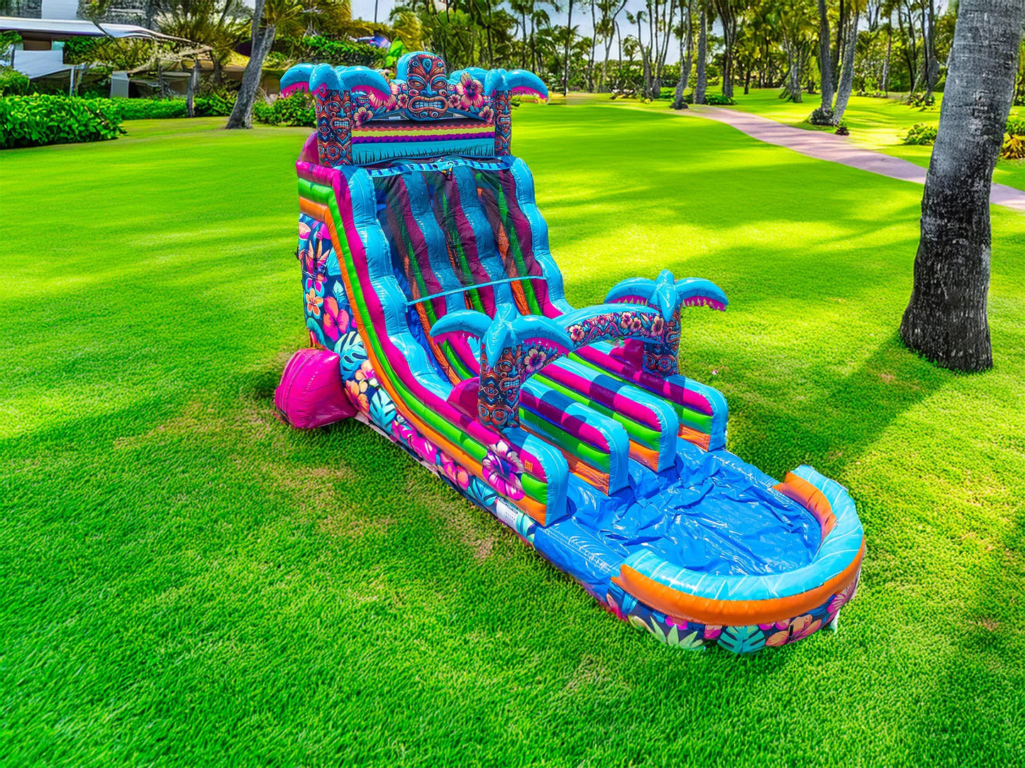 18FT Aloha Splash (Hawaiian Hibiscus) Dual Lane Slide