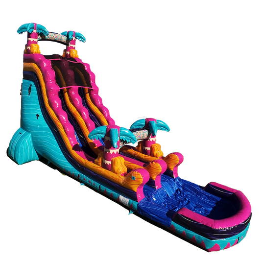 22Ft Teal Rippling Rush Single Lane Slide