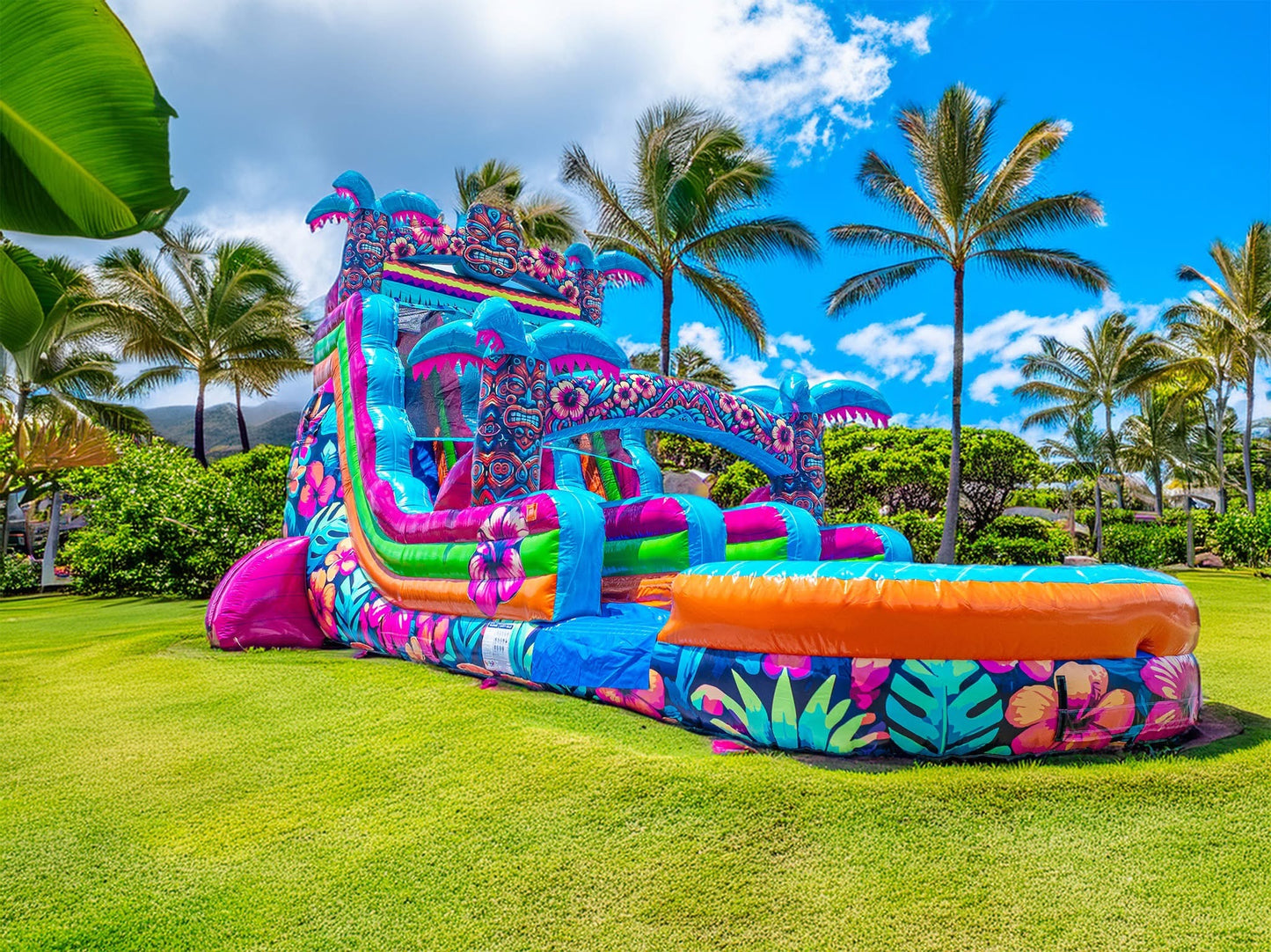 18FT Aloha Splash (Hawaiian Hibiscus) Dual Lane Slide