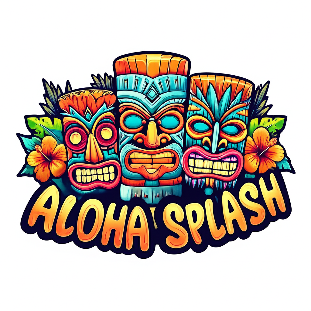 22FT Aloha Splash (Hawaiian Hibiscus) Single Lane Slide