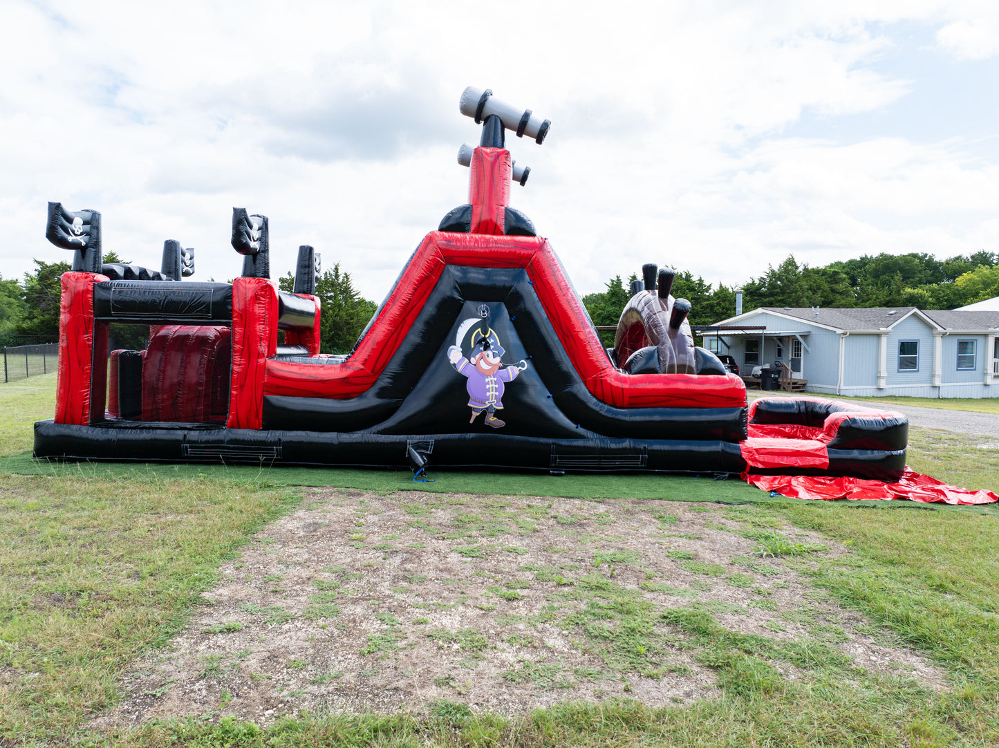 inflatable pirate-themed obstacle course for kids