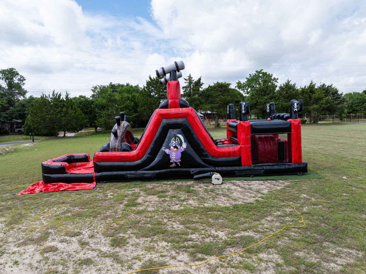 inflatable pirate-themed obstacle course for kids