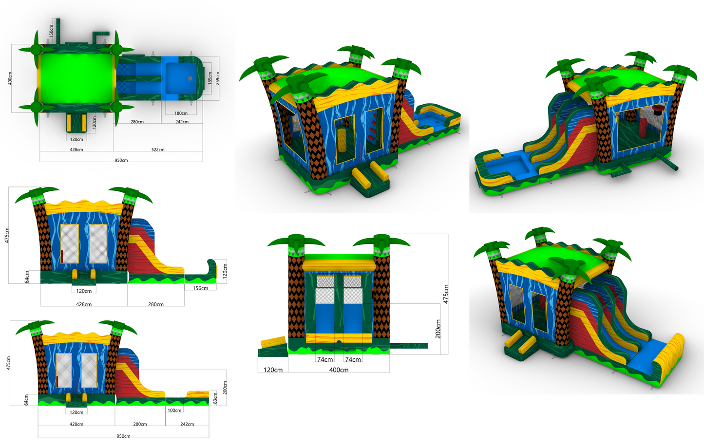 Blue Diamond Palms Combo R5-12_1 - Big and Bright Inflatables