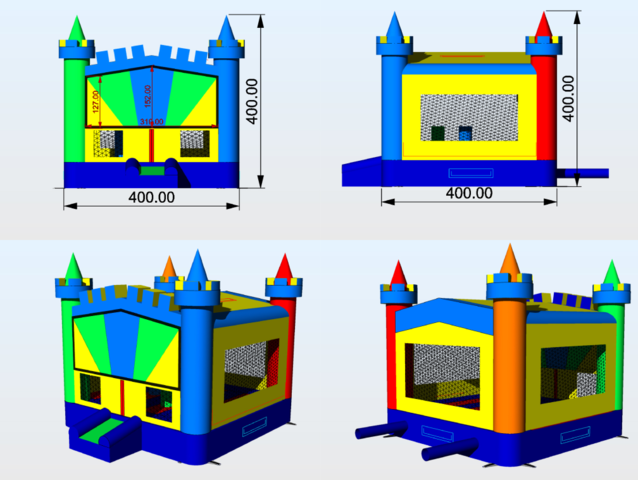 Rainbow Castle Bouncer RainbowCastleBouncer-Dimensions - Big and Bright Inflatables