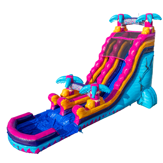 20FT Teal Rippling Rush Single Lane Slide