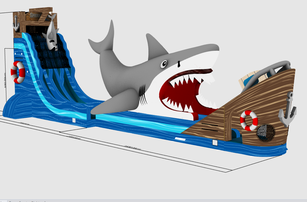 30FT Shark's Revenge Dual Lane with Slip n Slide