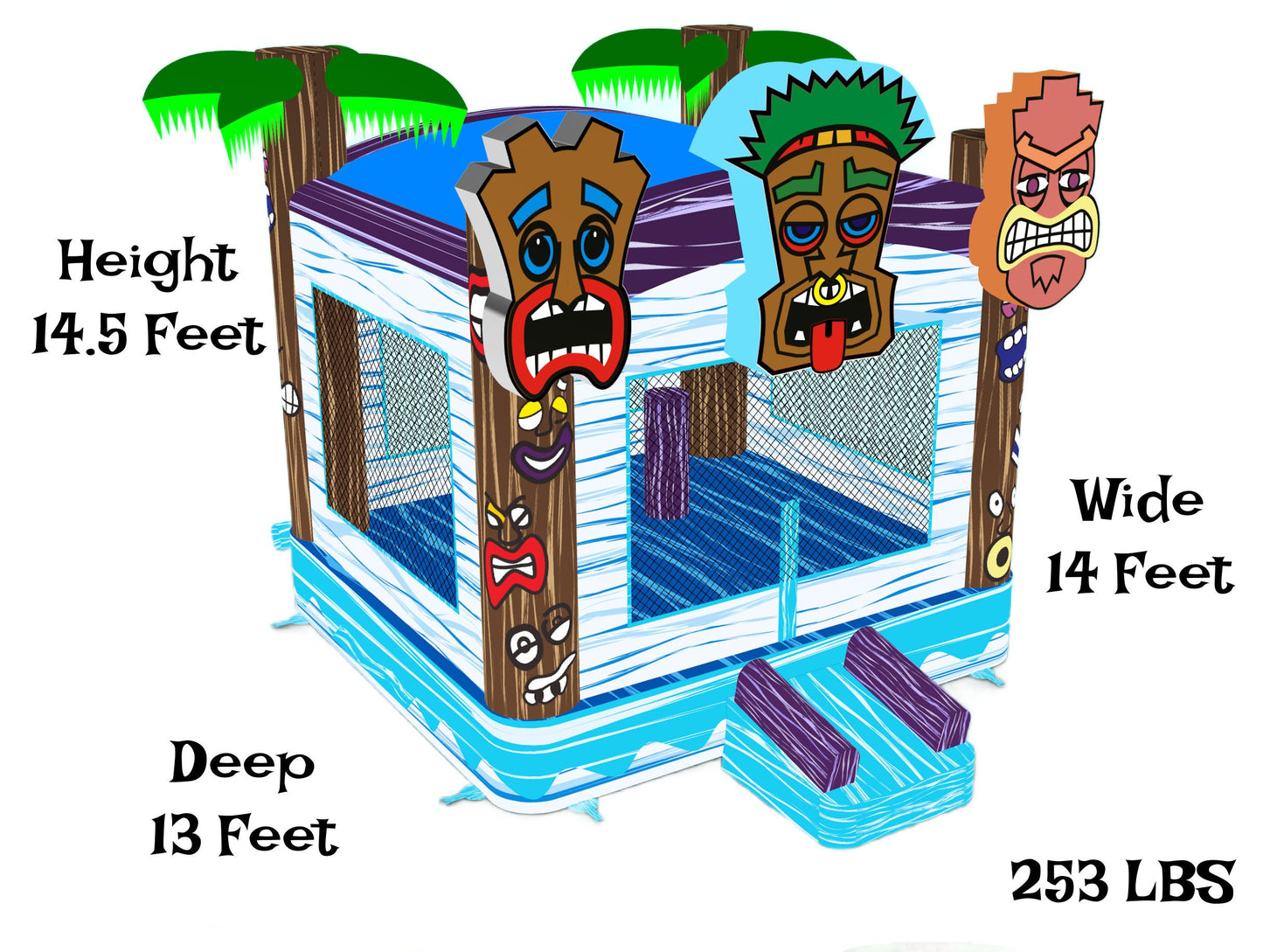 Tiki Tovi's Adventure Bounce House TikiTovi_sAdventureBouncerPreorderPrice_1_795-Dimensions - Big and Bright Inflatables