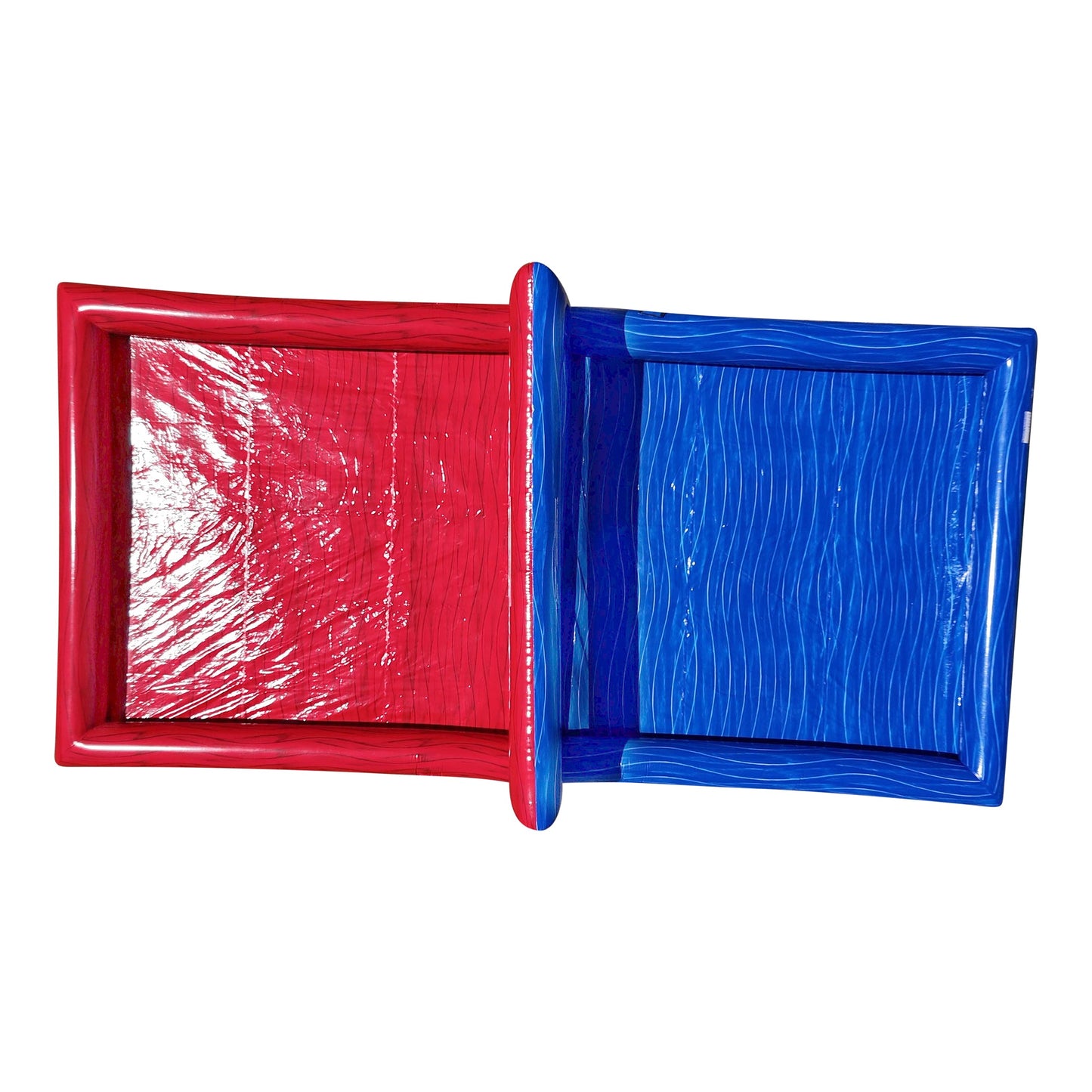 Red and Blue Inflatable volleyball court overhead view