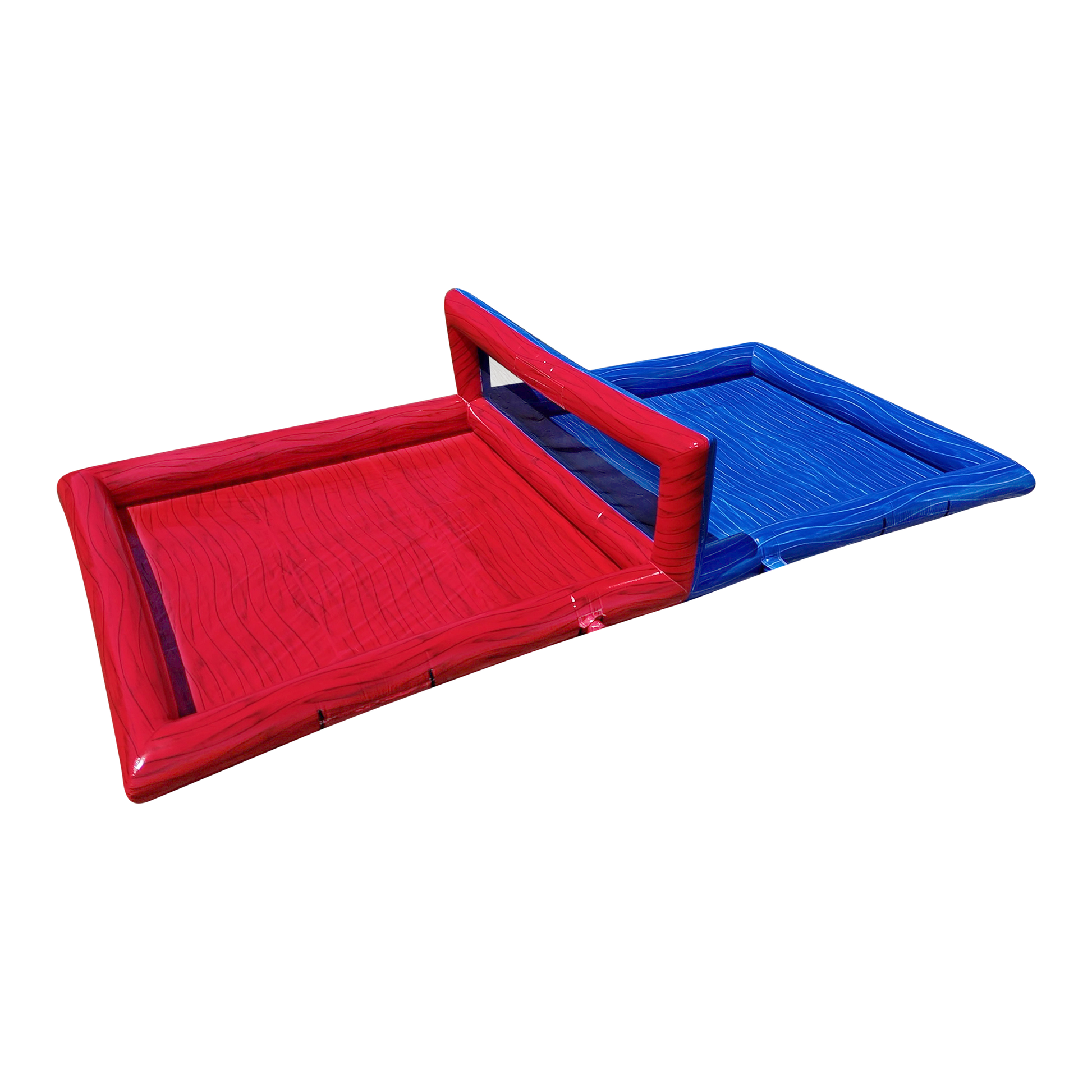 Red and Blue Inflatable volleyball court side view 1