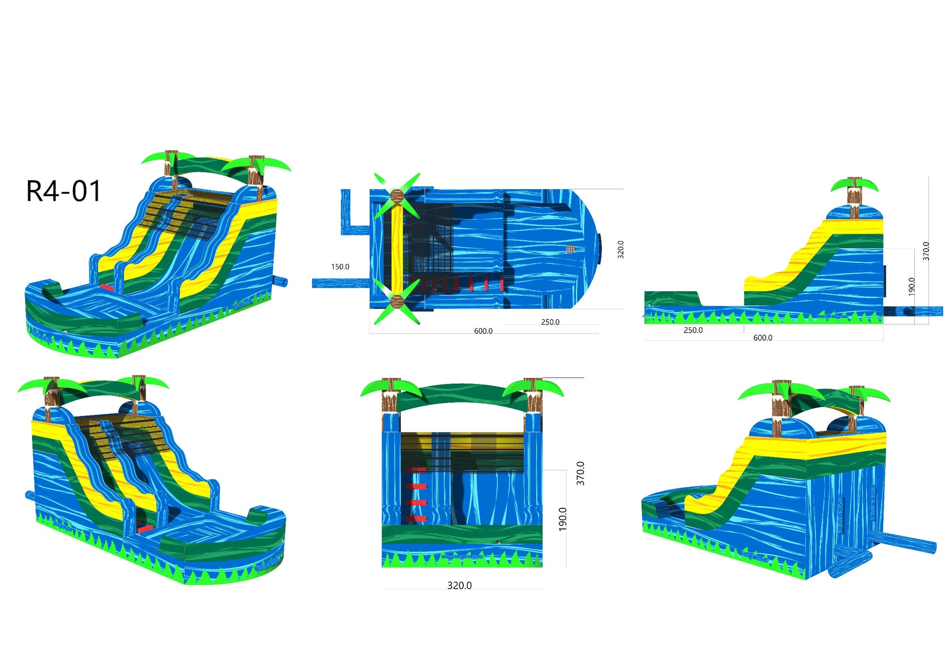 12' Tropical Slide 12FTtropicalSingleSlides3D1-24 - Big and Bright Inflatables