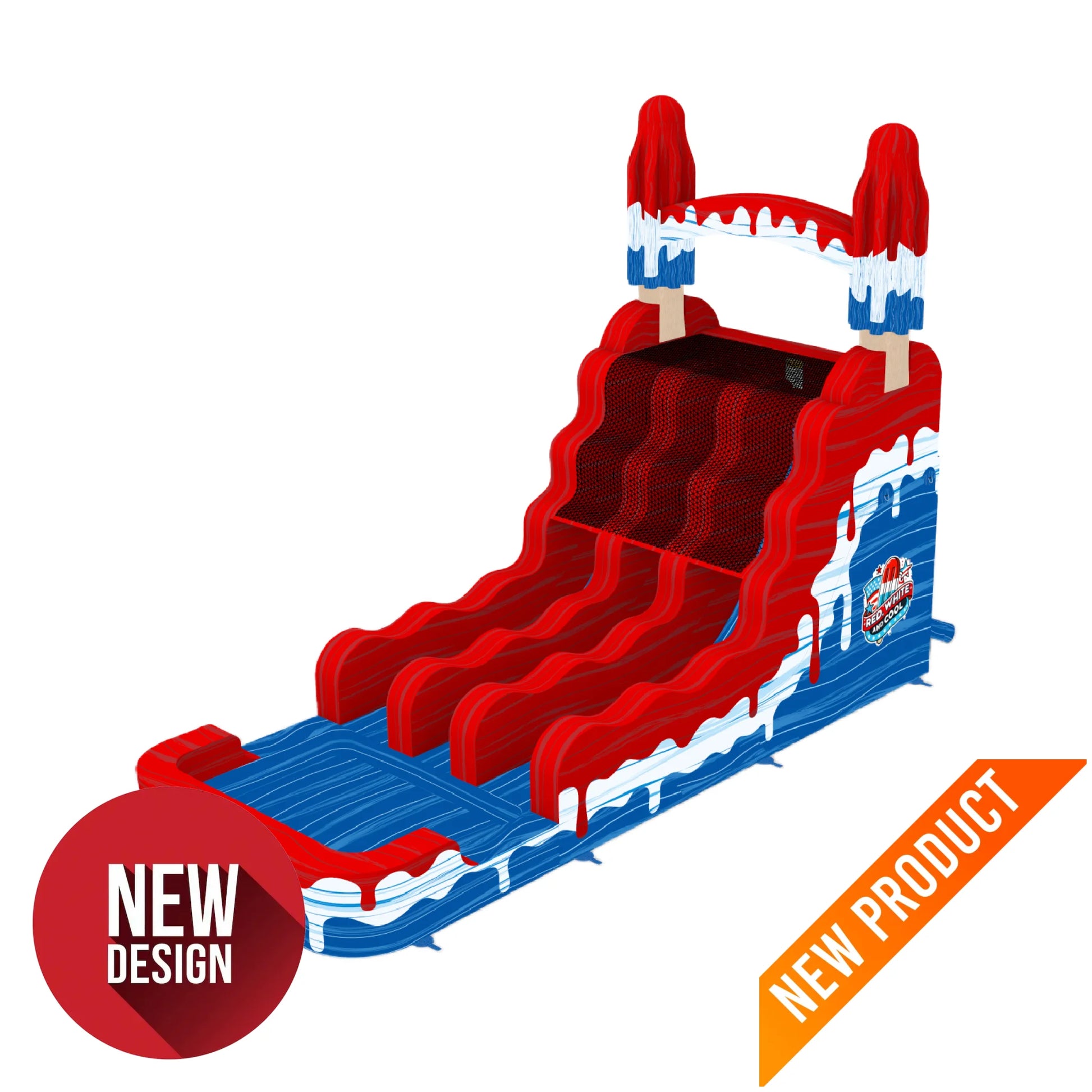 16Ft Red White And Cool Popsicle Dual Lane Slide