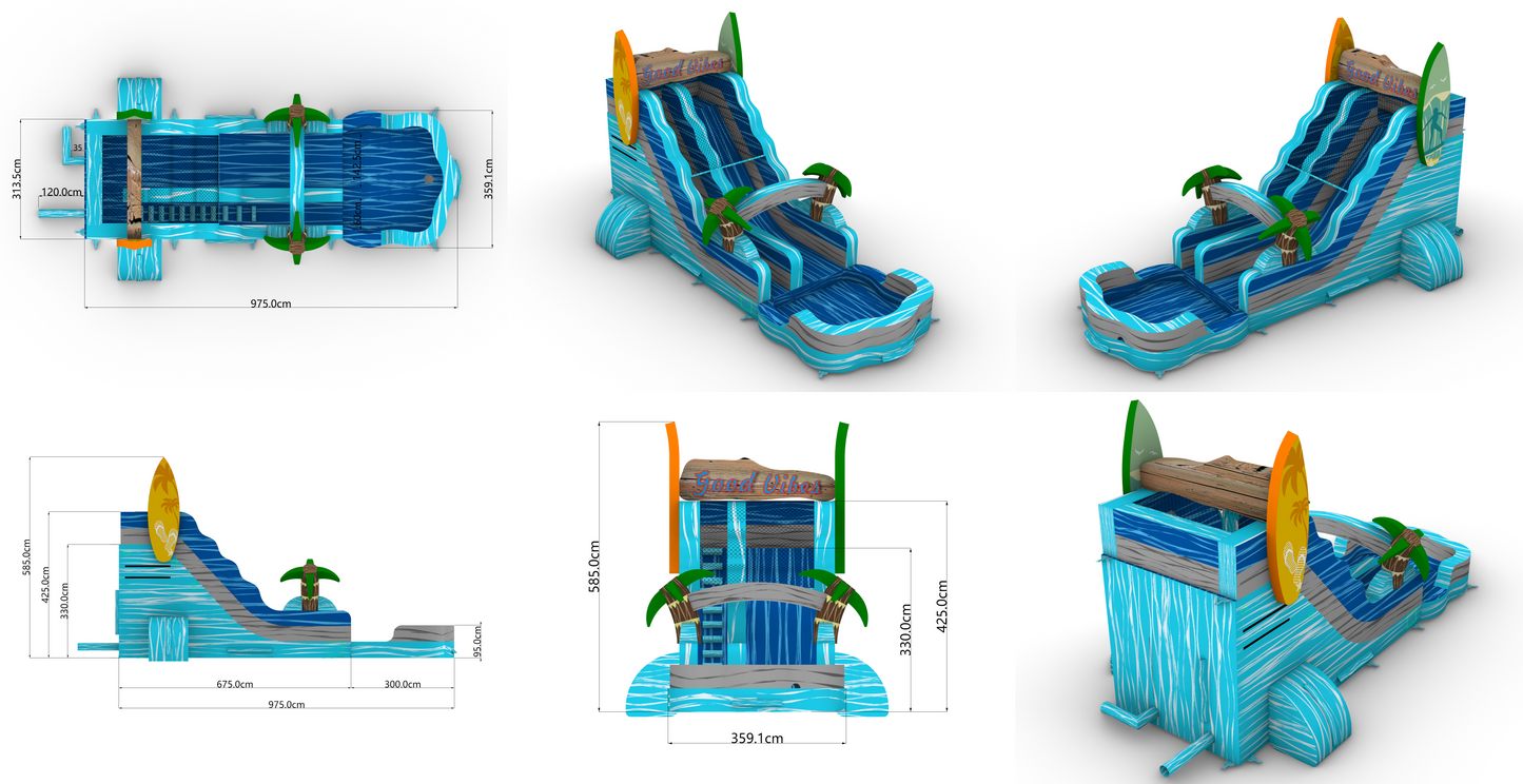 18' Good Vibes Slide 18FTGoodVibesSingleslide3D1-24 - Big and Bright Inflatables