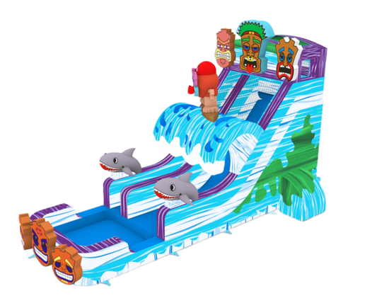 18' Tiki Tovi's Single Lane Slide (Splash Pad) 18_TikiTovi_sSingleLane_SplashPad_PreorderPrice_3_395 - Big and Bright Inflatables