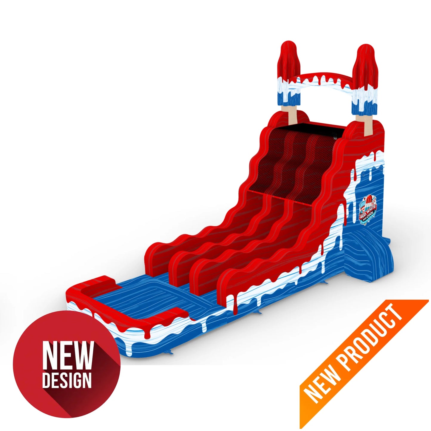 18Ft Red White And Cool Popsicle Dual Lane Slide