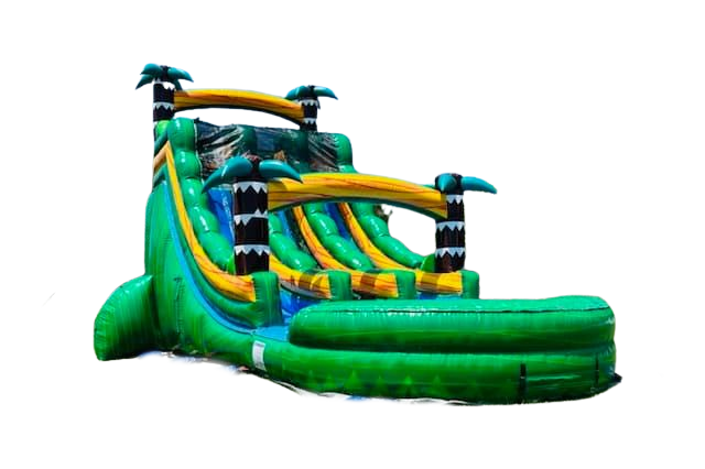 20' Emerald Surge Dual Lane 20_EmeraldSurgeDualLane-FrontalRight - Big and Bright Inflatables