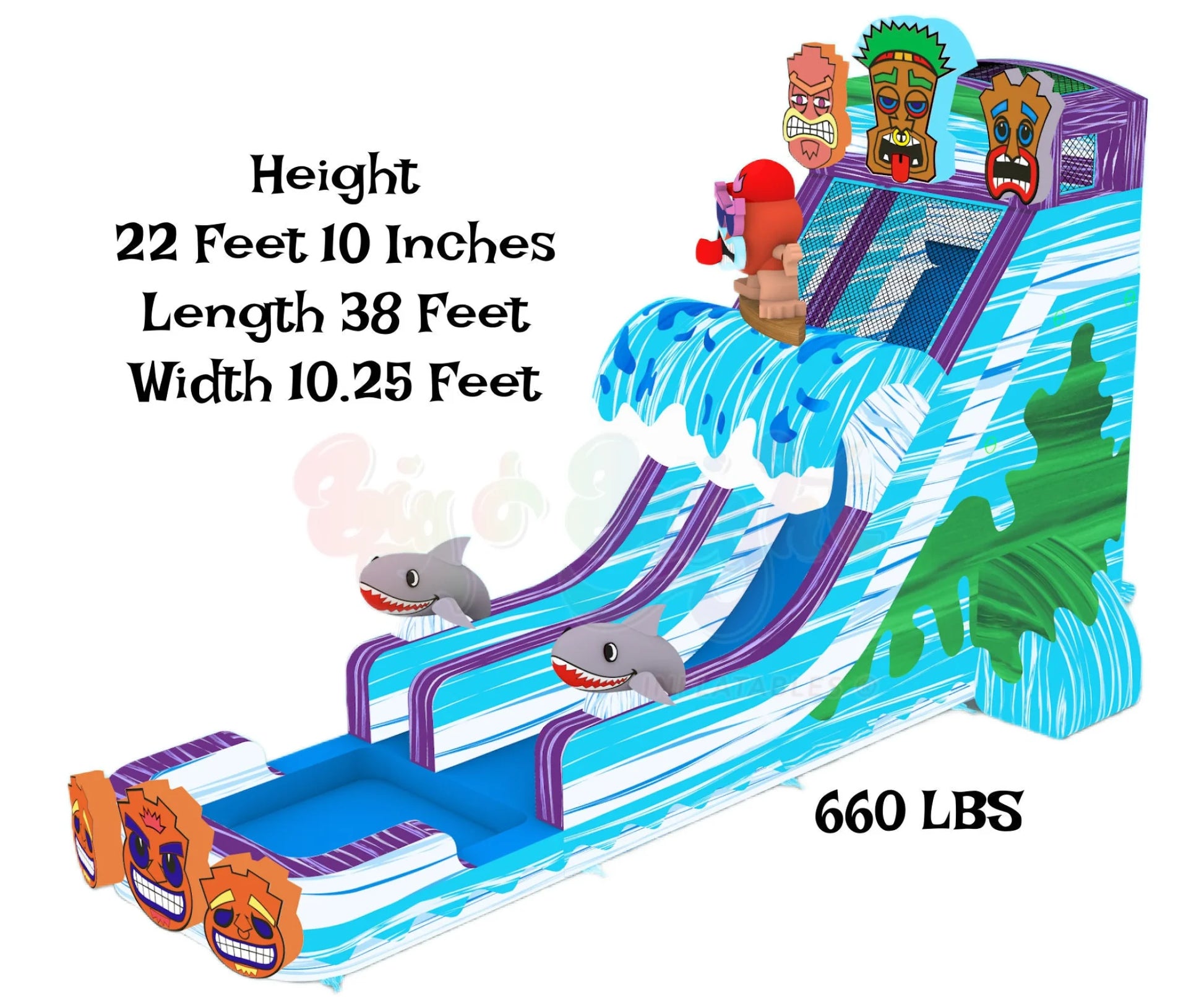 22' Tiki Tovi's Single Lane Slide 22_TikiTovi_sSingleLanePreorderPrice_3_795-Dimensions - Big and Bright Inflatables