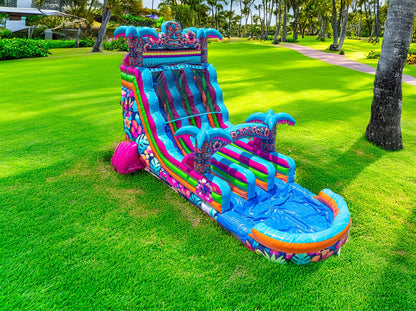 18FT Aloha Splash (Hawaiian Hibiscus) Dual Lane Slide