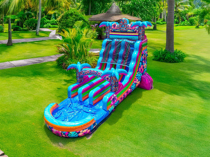 18FT Aloha Splash (Hawaiian Hibiscus) Dual Lane Slide