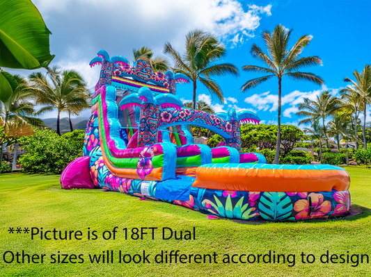 14FT Aloha Splash (Hawaiian Hibiscus) Single Lane Slide