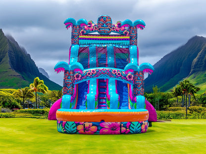 18FT Aloha Splash (Hawaiian Hibiscus) Dual Lane Slide