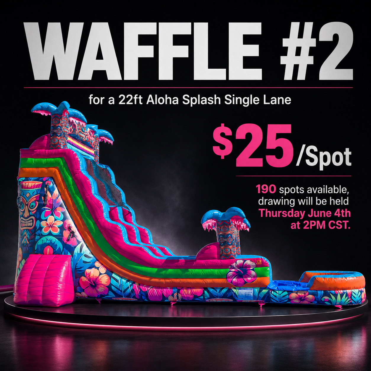 Waffle #2 Spot for a 22FT Aloha Splash (Hawaiian Hibiscus) Single Lane Slide