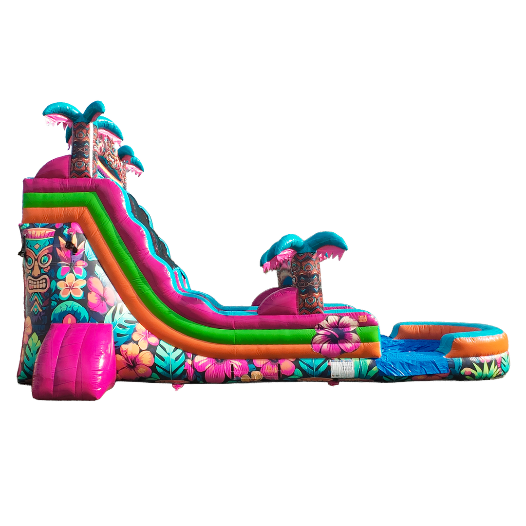 18FT Aloha Splash (Hawaiian Hibiscus) Single Lane Slide PA/NJ Certified (Splash pad)