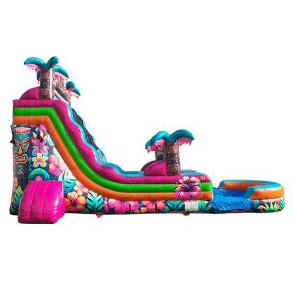 18FT Aloha Splash (Hawaiian Hibiscus) Single Lane Slide