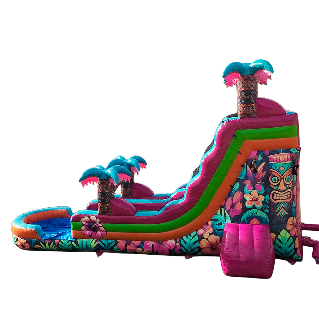 18FT Aloha Splash (Hawaiian Hibiscus) Single Lane Slide PA/NJ Certified (Splash pad)