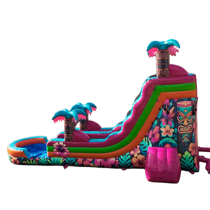 18FT Aloha Splash (Hawaiian Hibiscus) Single Lane Slide