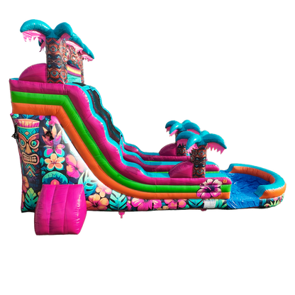 18FT Aloha Splash (Hawaiian Hibiscus) Single Lane Slide