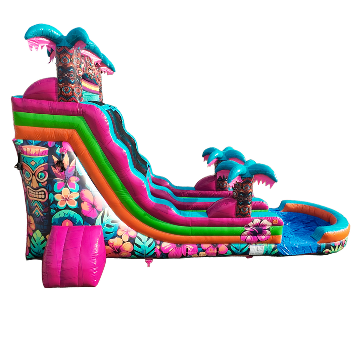 18FT Aloha Splash (Hawaiian Hibiscus) Single Lane Slide PA/NJ Certified (Splash pad)