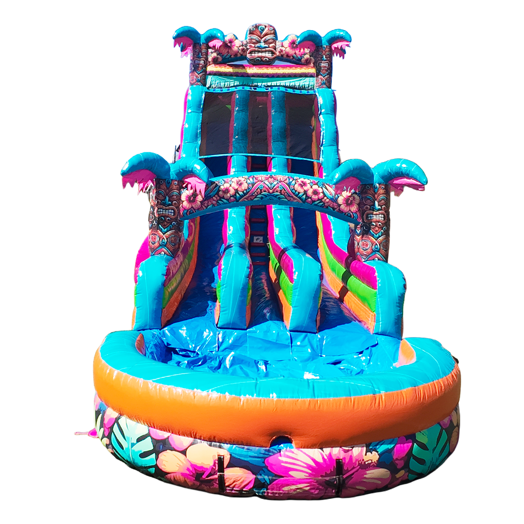 22FT Aloha Splash (Hawaiian Hibiscus) Dual Lane Slide