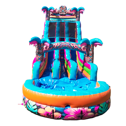 22FT Aloha Splash (Hawaiian Hibiscus) Dual Lane Slide