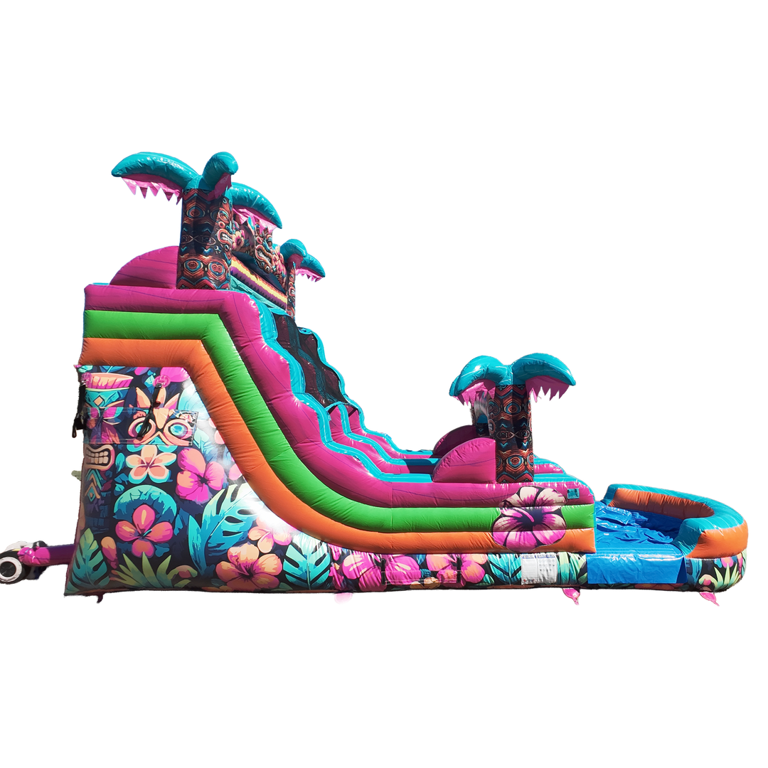 16FT Aloha Splash (Hawaiian Hibiscus) Single Lane Slide