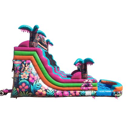 16FT Aloha Splash (Hawaiian Hibiscus) Single Lane Slide