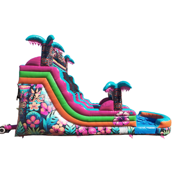16FT Aloha Splash (Hawaiian Hibiscus) Single Lane Slide