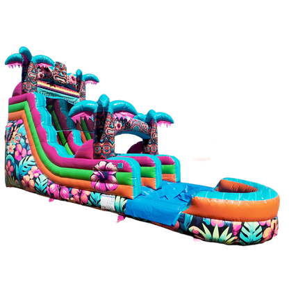 16FT Aloha Splash (Hawaiian Hibiscus) Single Lane Slide