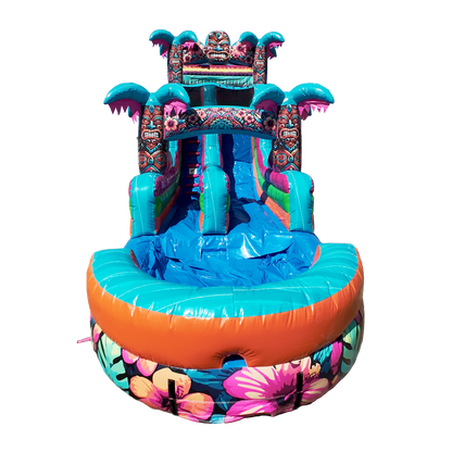 16FT Aloha Splash (Hawaiian Hibiscus) Single Lane Slide