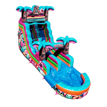 16FT Aloha Splash (Hawaiian Hibiscus) Single Lane Slide