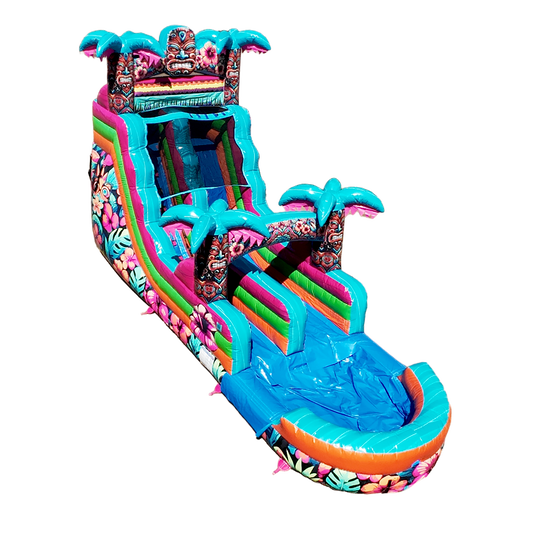 16FT Aloha Splash (Hawaiian Hibiscus) Single Lane Slide