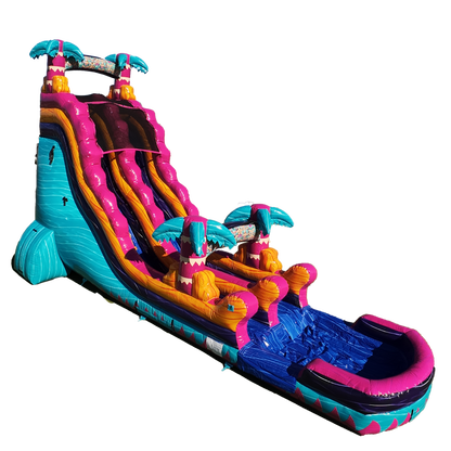 22Ft Teal Rippling Rush Single Lane Slide