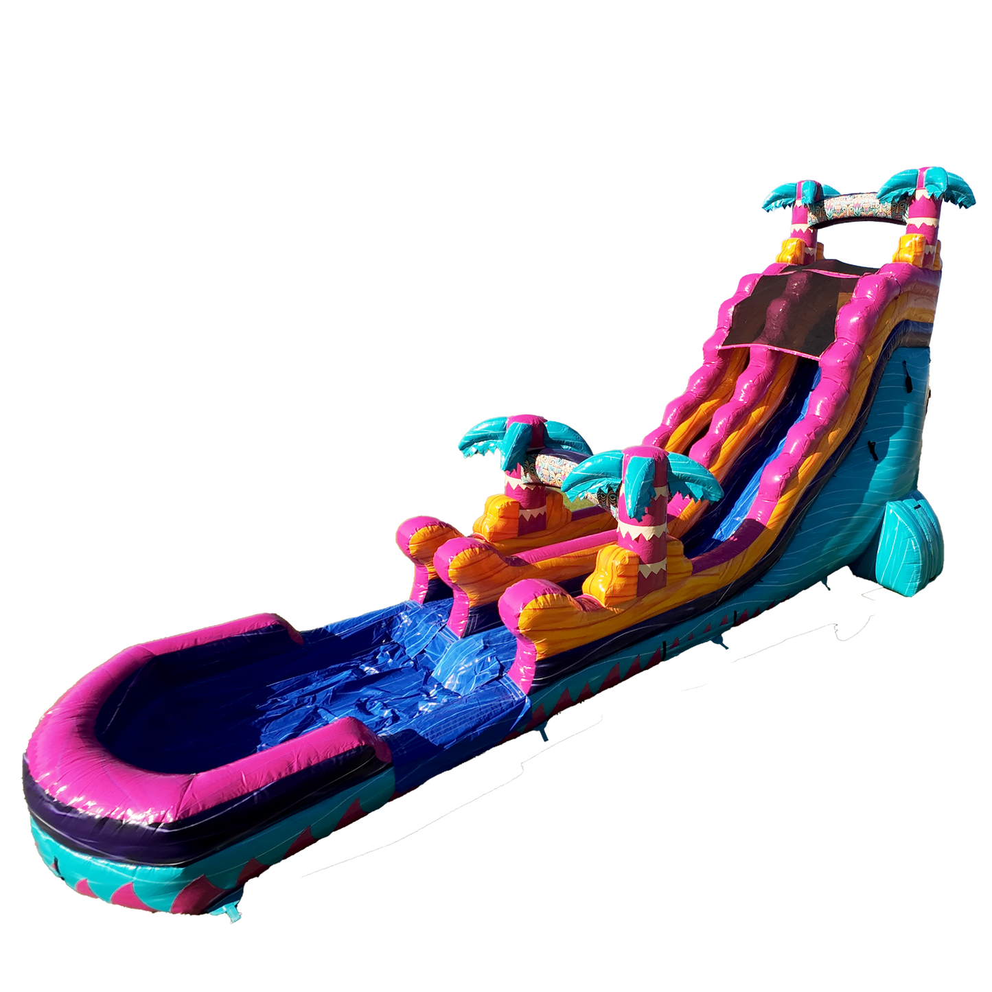 22Ft Teal Rippling Rush Single Lane Slide