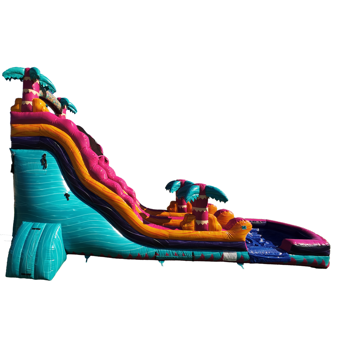 22Ft Teal Rippling Rush Single Lane Slide