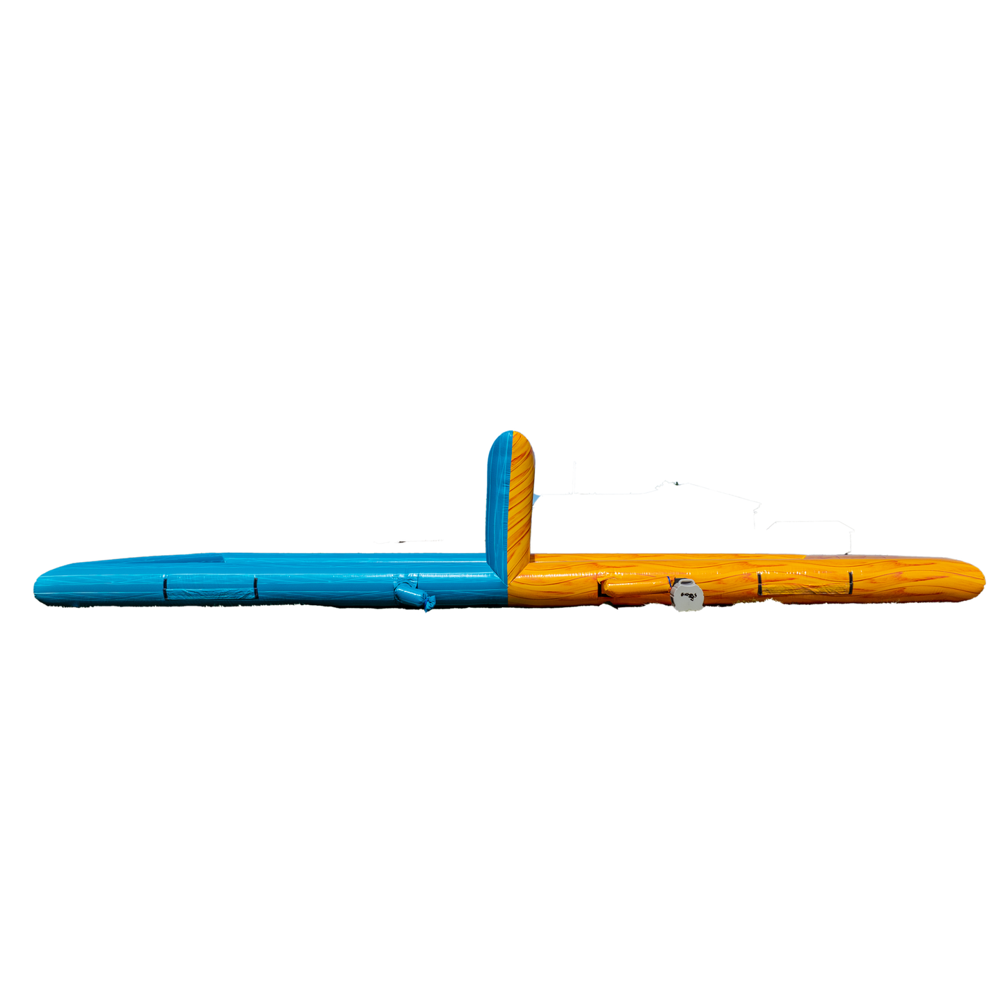 yellow and teal inflatable volleyball court side profile