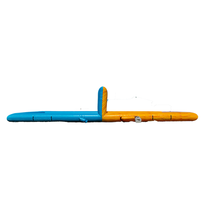 yellow and teal inflatable volleyball court side profile